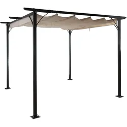 Proregal BERLINLODGE Pergola | HxBxT 232x300x300cm | Garten Pavillon | Creme | stabiles 6cm-Gestell + Schiebedach