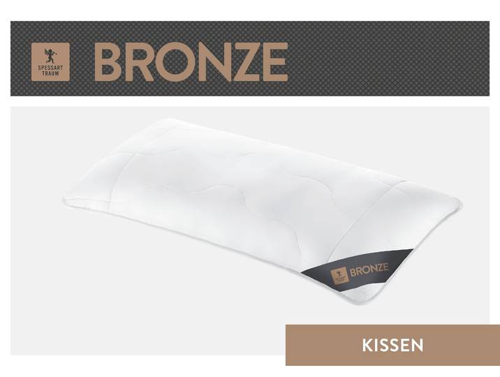 Baumwollkissen SPESSARTTRAUM Bronze , weiß, B:80cm L:80cm, Kopfkissen Bezug: 100% Baumwolle. Kopfkissen Füllung: 100% Polyester, Kopfkissen, Baumwollkissen, hergestellt in Deutschland, allergikerfreundlich