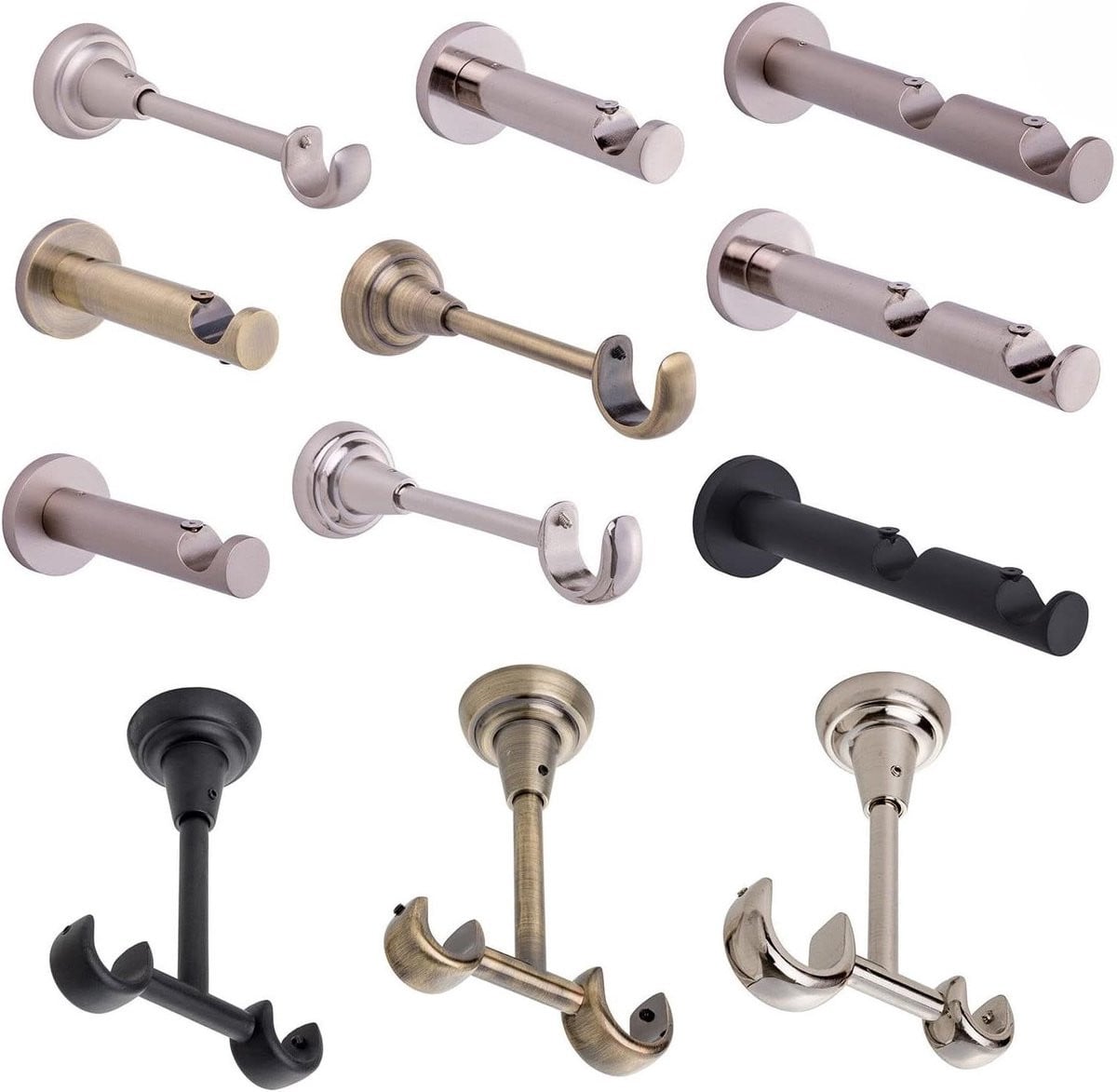 Gordijnroede Muurbeugel Halter Ophangbeugel Wit Glans voor 19 mm gordijnroedes met montageplaat