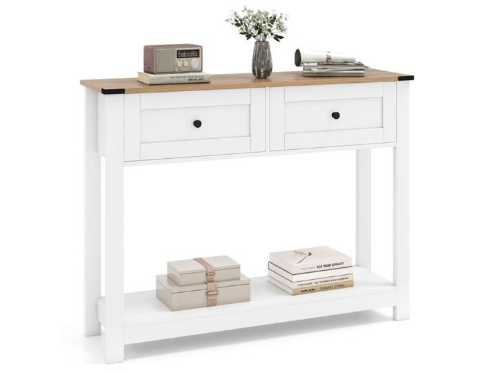 Table Console avec 2 Tiroirs COSTWAY - Kit Anti-basculement 106 x 30 x 81 5 CM pour Salon Couloir Entrée