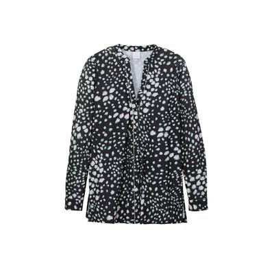 Langarmbluse MADELEINE "Hemd Langes Hemd mit Stehbundkragen", Damen, Gr. 38, schwarz (schwarz, multicolor), Obermaterial: 92% Polyester PES. 8% Elasthan EL., Modern, Blusen