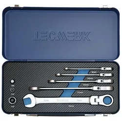Tecwerk, Schraubenschlüssel, Maulringratschenschlüsselsatz 8-teilig Schlüsselweiten 8-19 mm Ringseite flexibel (10 mm, 13 mm, 17 mm, 19 mm, 8 mm)