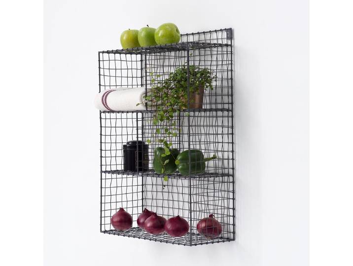 Etagère murale en métal grillagé anthracite 5 niches Greed