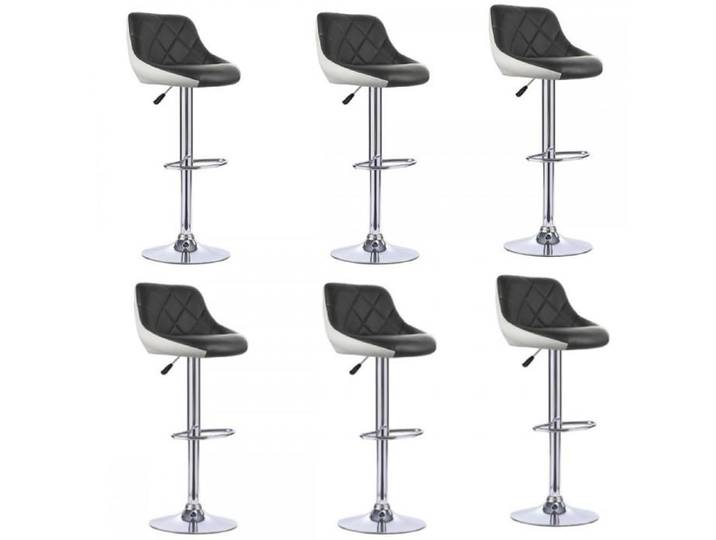 MIPAN. Tabouret De Bar Vintage - Lot De 6 Chaise De Bar - PU - Chaise Haute Bar (85-105cm) - Pour Comptoir - Noir + Blanc
