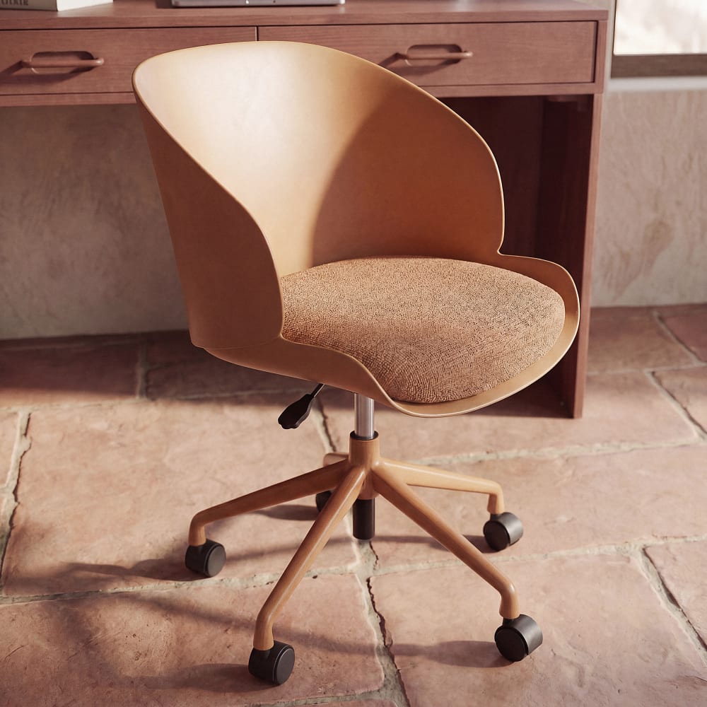 Maisons du Monde Chaise de bureau caramel à roulettes Marron 55.5x75x52cm