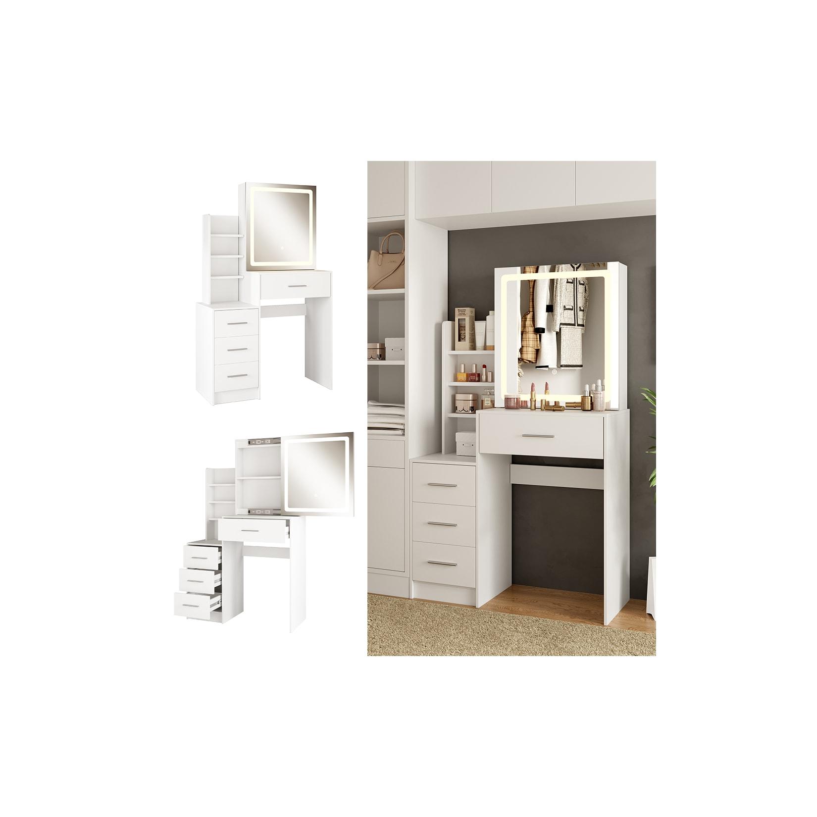 Vicco Schminktisch Lisca Weiß 80 cm mit LED-Spiegel