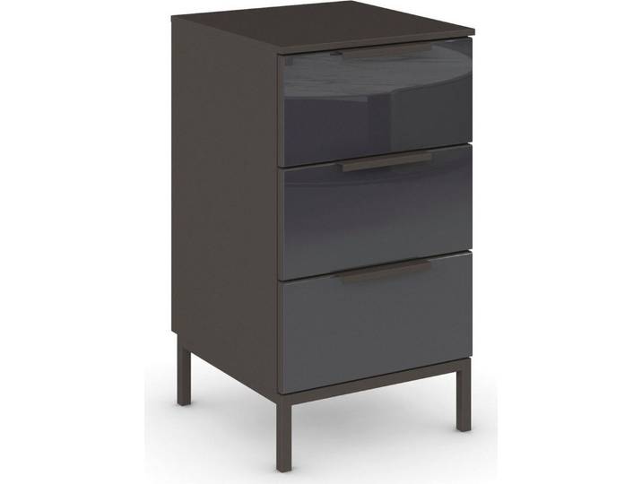 rauch Nachtkommode Nachttisch Nachtschrank Nachtkonsole FLIPP mit Glasfront (Breite 40 cm), mit 3 Schubladen und Soft-Close-Funktion sowie Glasfront