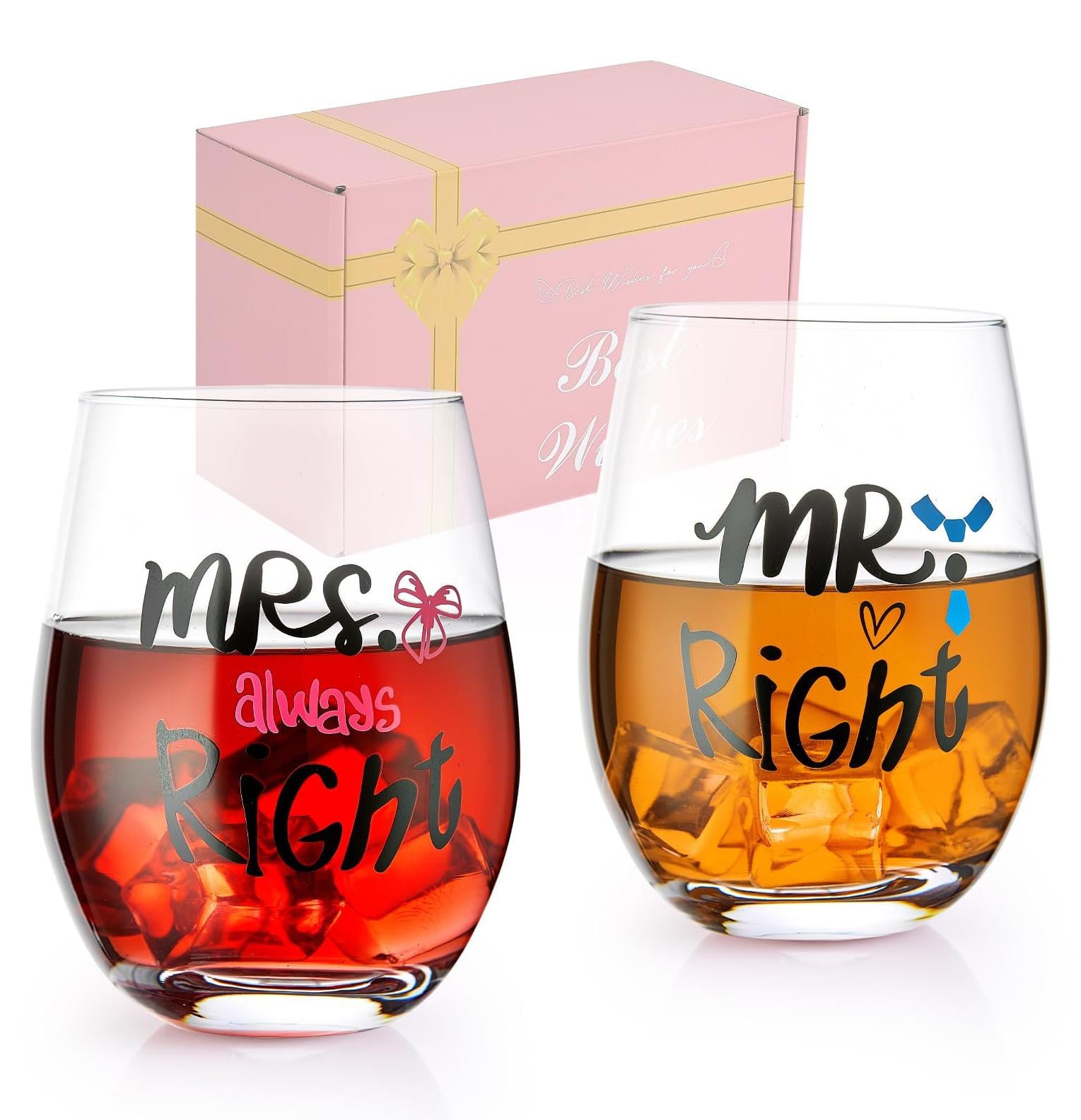 Dripio Wijnset Mr. Right & Mrs. Always Right, set van 2, 540 ml, loodvrij