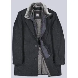 ENGBERS GERMANY Herren Mantel mit Fellkragen-Inlet Blau regular uni Stehkragen - 48