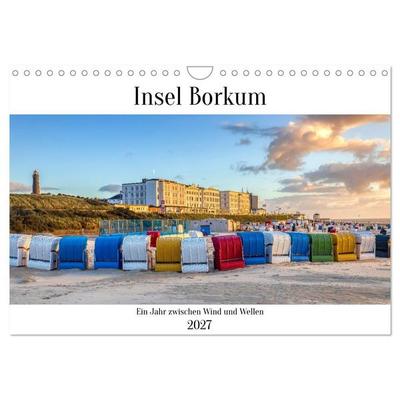 Insel Borkum - Ein Jahr zwischen Wind und Wellen (Wandkalender 2027 DIN A4 quer), CALVENDO Monatskalender