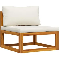 vidaXL Modular-Mittelsofa mit Cremeweißen Kissen Akazie Massivholz
