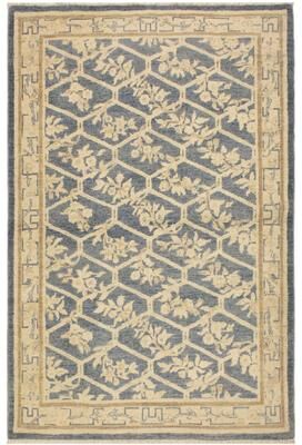 Treasured Knots Hexagonal Trellis Floral Hand-Knotted Wool Area Rug