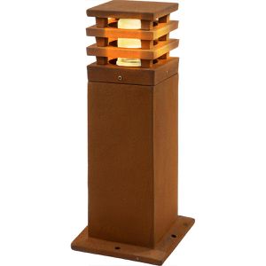 SLV Wegeleuchte Rusty 40, braun, mit 230 V Netzstrom, Pollerleuchte, E27-Fassung, IP55 Strahlwasserschutz, Höhe 40cm