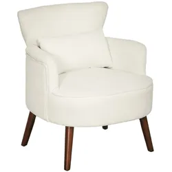 STILVORA Sessel Polstersessel Cremeweiß 69x70x78 cm mit Flügelrücken, geschwungenen Armlehnen, Holzbeinen, inkl waschbarem Lendenkissen