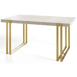 RECHTECKIGER Esszimmertisch ROSA, Größe: 140X80X77 cm, Wohnzimmertisch Farbe: MARMUR, mit Metallbeinen in Farbe Gold