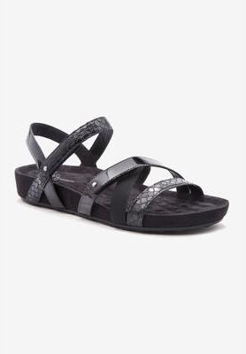 Women's Pool Strappy Sandal by Ros Hommerson in Black Multi Leather (Size 6 1/2 M)
