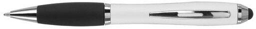 Stylo bille publicitaire caoutchouc métal plastique ABS blanc