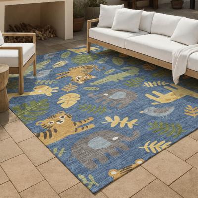 Addison Rugs Machine Washable Indoor/ Outdoor Whimsy Safari Animals Chantille Rug