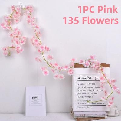 Uplift Treasures 180cm Sakura Cherry Blossom Garland Vine Decor 1pc Pink 1.8m