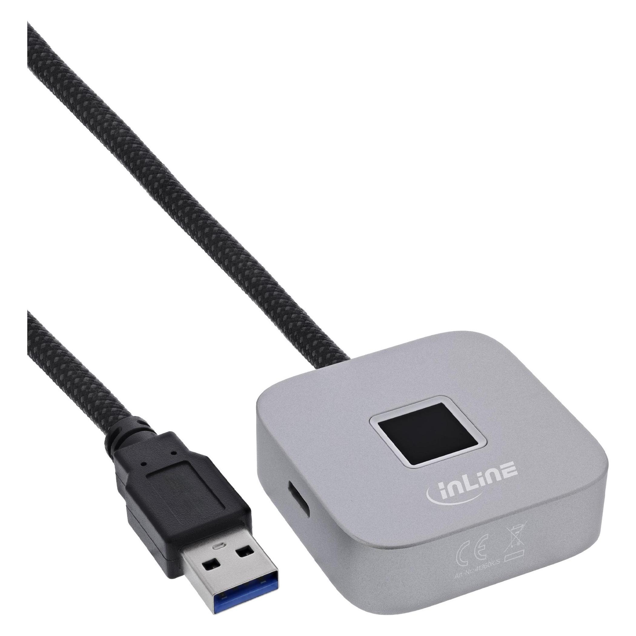 InLine USB Fingerabdruckscanner mit Hub (41360K)