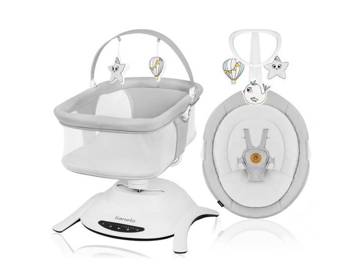 Lionelo Wiege Bella Set 2 in 1, Grau, 76.5x57.5x60.5 cm, Babymöbel, Babybetten, Stubenwagen & Babywiegen