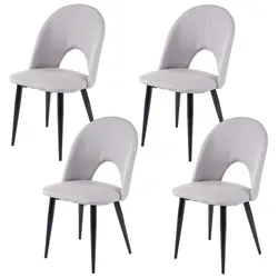 4er-Set Esszimmerstuhl MCW-D73, Stuhl Küchenstuhl, Stoff/Textil ~ grau