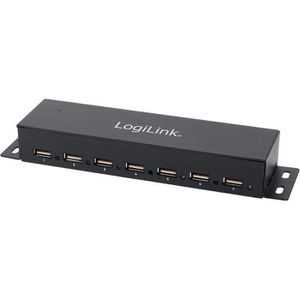 LogiLink USB-Hub UA0148, grau, mit Metallgehäuse, 7 USB 2.0 Ports, Anschluss-Stecker USB-A