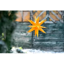 Weihnachtsstern beleuchtet Faltstern 40cm Dekostern GELB hochwertiger Kunststoffstern für Glühbirne mit TIMER FUNKTION 3D Stern 18 Zackig Leuchtstern Weihnachtslicht Winterbeleuchtung 3D Stern