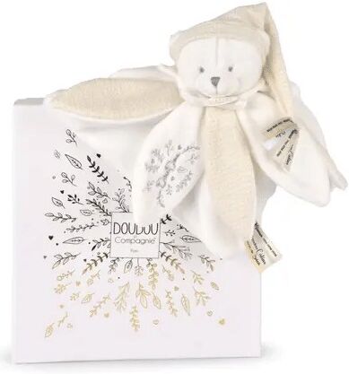 Collection Anniversaire : Doudou plat pétales Ours Blanc 25 cm - Doudou et compagnie