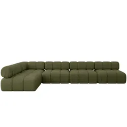 ECKSOFA modulares Sofa Samaro-L3 - 380x190x70 cm Grün Bouclé