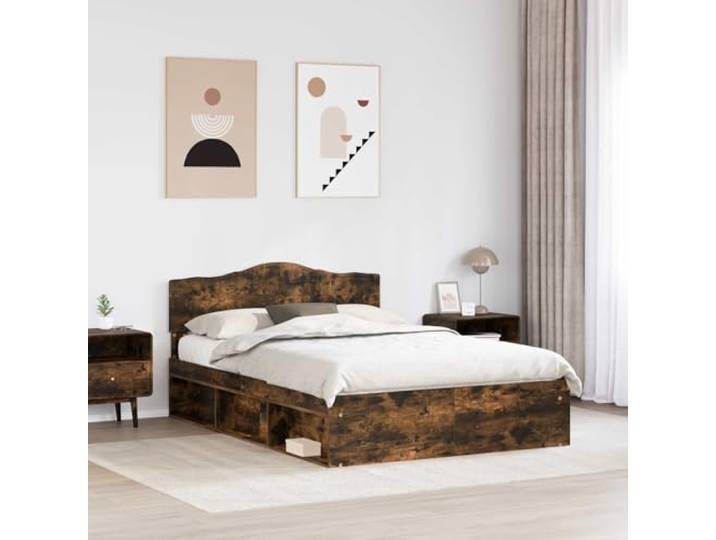 SKTQYQO Bett Kiefer massiv 140 x 190 cm Struktur Technisches Holz, Kopfteil inklusive, minimalistisches Design, modernes Zimmer