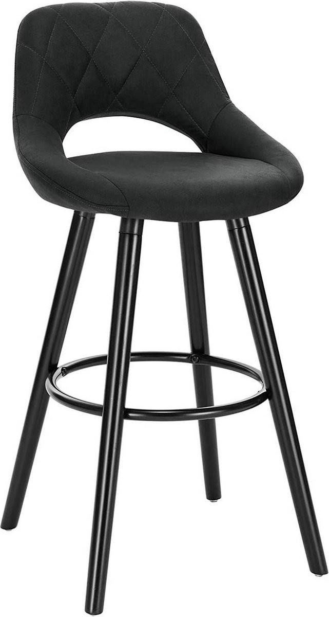 Barkruk Modern Hilton Industrial Antraciet - Set van 1 - Barstoel met rugleuning en stoffen zitting