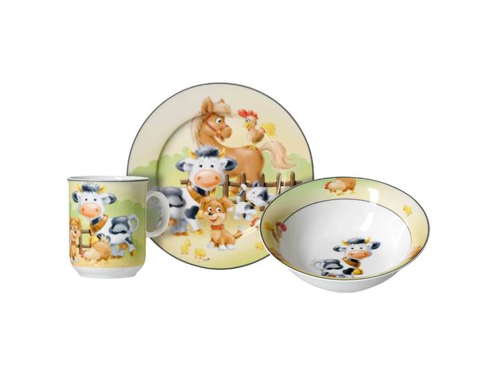 Kindergeschirr-Set RITZENHOFF & BREKER Kindergeschirr Hoftiere bunt , bunt, 3, Porzellan, Geschirr-Sets, Kindergeschirr-Set, Spülmaschinengeeignet