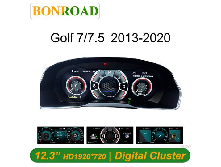 Bonroad 12.3 ''Lcd tableau de bord numérique Cluster pour Volkswagen VW Golf7 MK7 2013-2020 Radio tableau de bord virtuel Cockpit