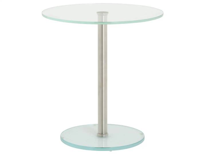 Beistelltisch Roddy, Optiwhiteglas, Edelstahl, d 50 h 52