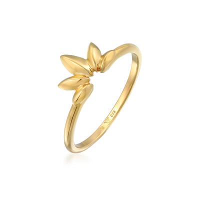 Silberring ELLI "Ring Blatt Leaf Natur 925 Silber" Gr. 54, gold, Fingerringe, Damen, 54, Silber 925 (Sterlingsilber), Silberring