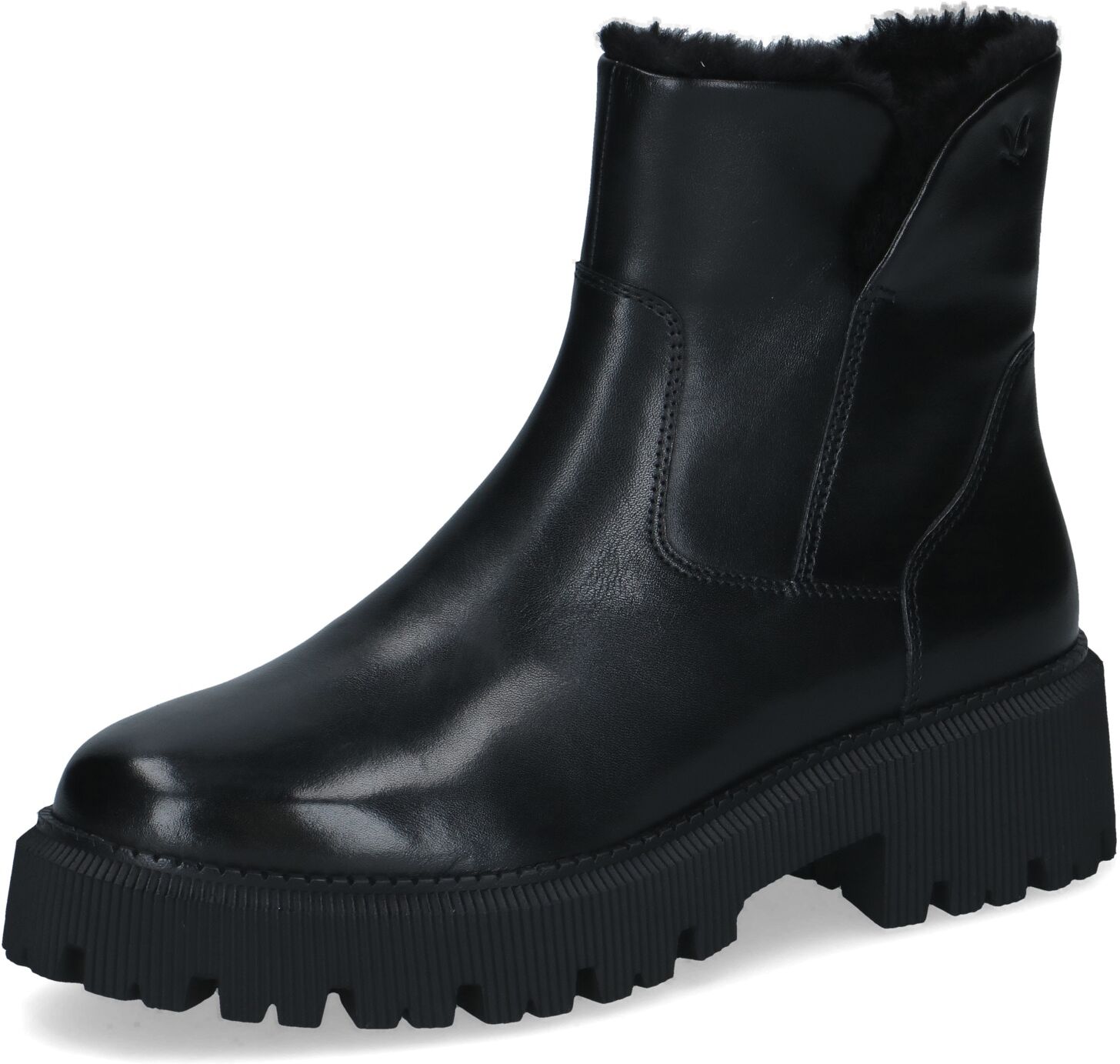 Winterboots CAPRICE, Damen, Gr. 38, Warmfutter, schwarz, Leder, Schuhe Winterboots, Blockabsatz, Boots, Winterstiefelette mit chunky Profil-Laufsohle