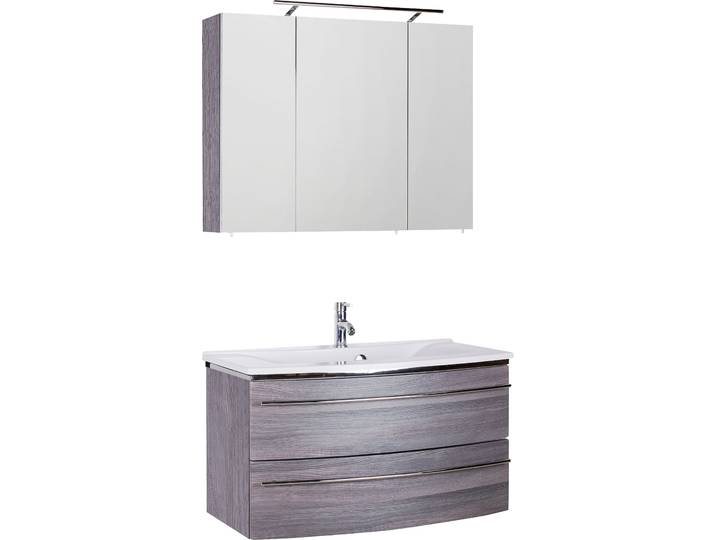 Badmöbel-Set SAPHIR 3040 , grau (kastanie graphit, kastanie graphit), B:90cm, Kastenmöbel-Sets, Badmöbel-Set, Breite 90 cm