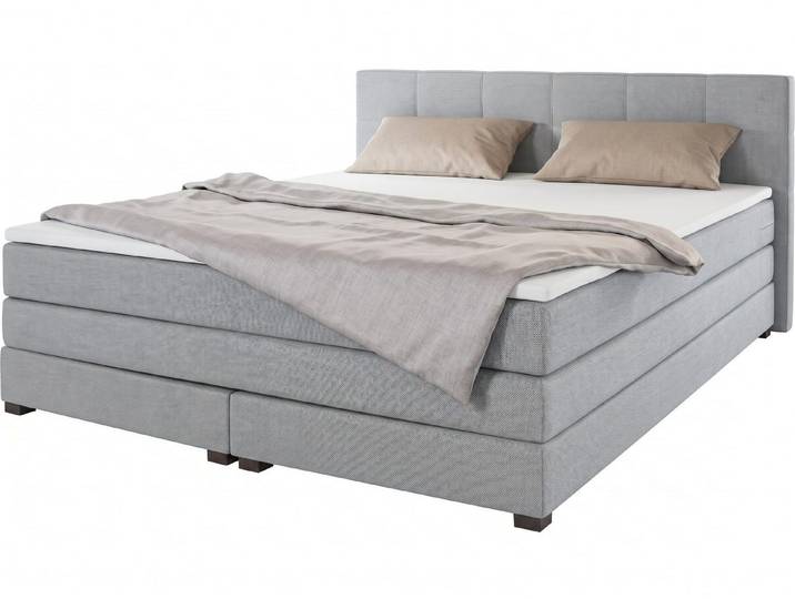 Xlmoebel Boxspringbett Graues Doppelbett im Boxspring-Stil mit Federkernmatratze, Made in Europa
