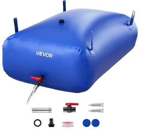VEVOR waterzak met kraan, 330 liter, blauw PVC, opvouwbaar waterreservoir voor irrigatie en noodhulp