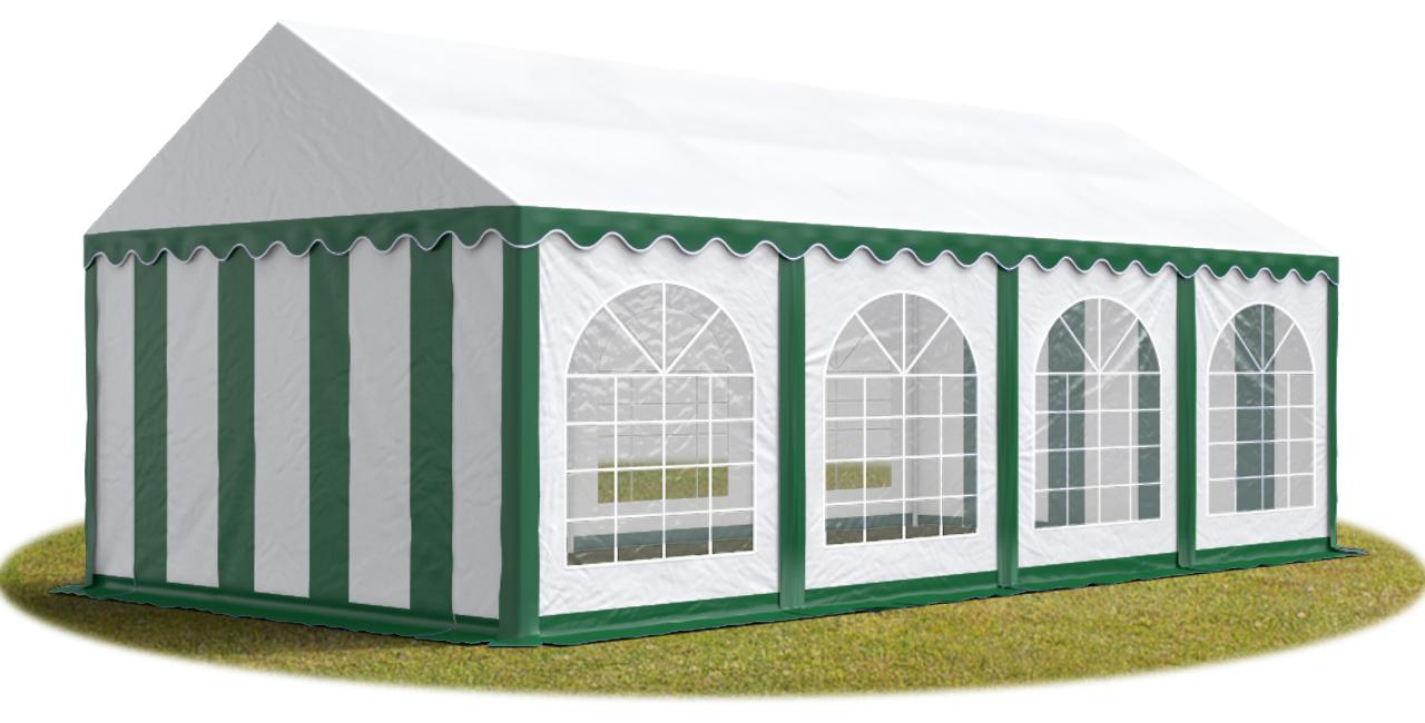 TOOLPORT Hochwertiges Zelt Partyzelt Festzelt 4x8 m PVC grün-weiß wasserdicht