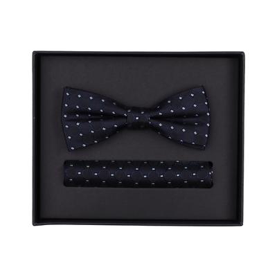 Fliege VENTI "VENTI Set aus Fliege und Einstecktuch gemustert", Herren, blau, 100% Seide, Fliegen