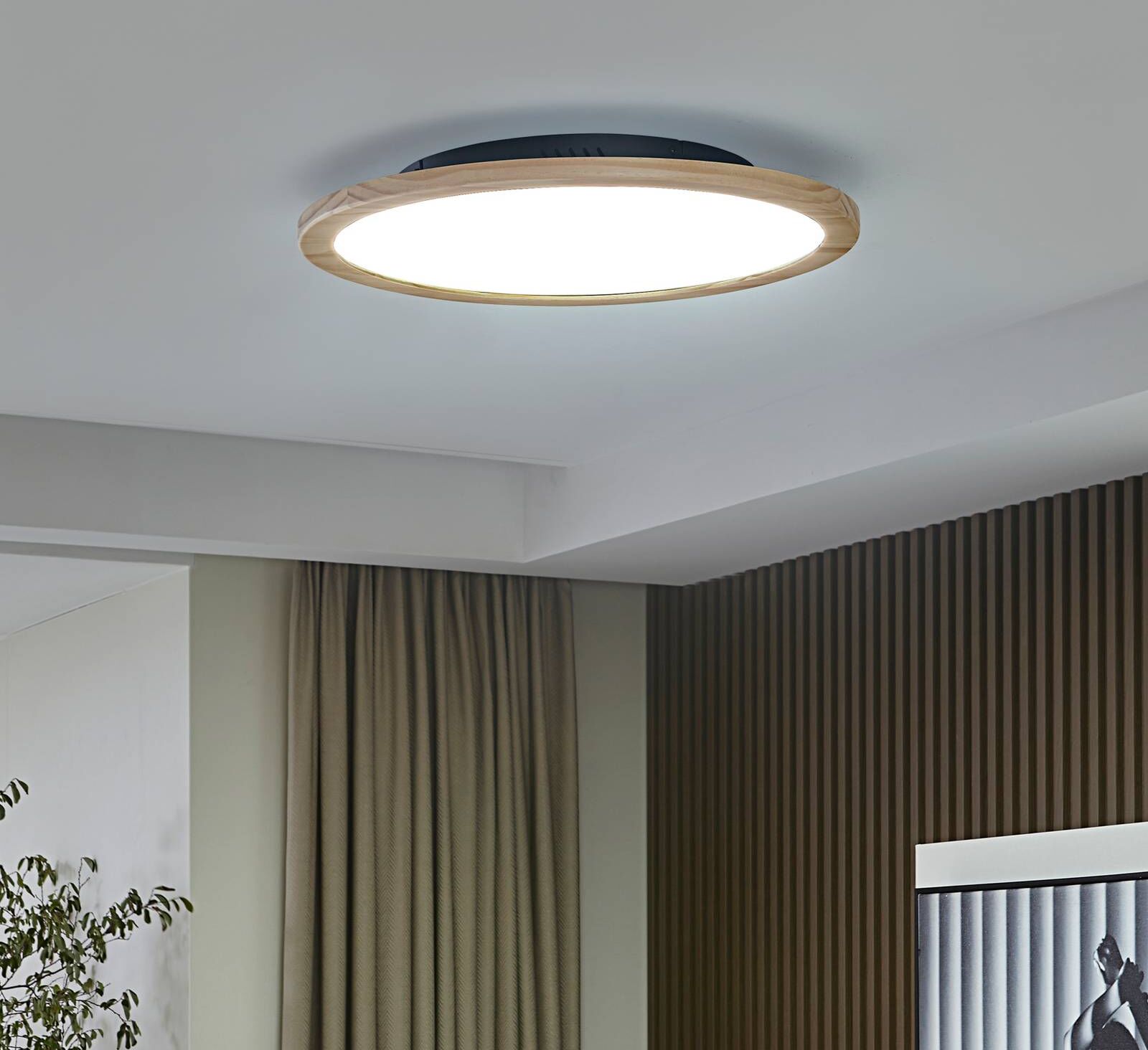 LED Deckenlampe Joren Lucande, dimmbar, Holz hell, für Wohn- / Esszimmer, Holz, Landhaus / Rustikal, LED Deckenleuchte