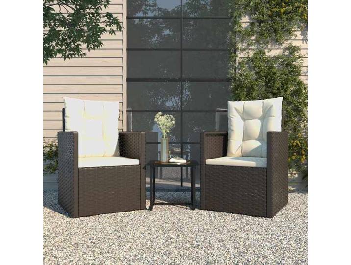 CHIC Mobilier d'extérieur 3 pcs avec Coussins Résine Tressée Noir 40x40x37 cm pour Jardin et Terrasse 482666