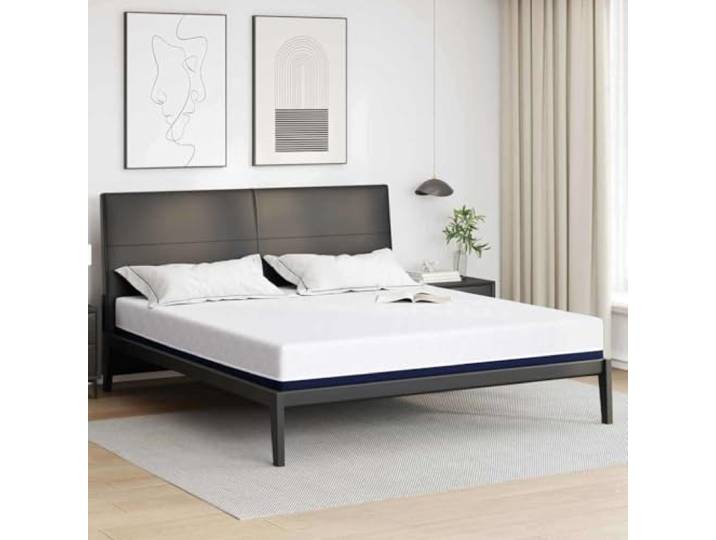 KTHLBRH Matratze Weiß und Blau 180 x 200 cm Jacquard-Stoff mit Gel-Schaum Gel-infundierter Schaum, mittelfester Komfort, rechteckige Form, pflegeleichte Oberfläche, minimalistisches Design