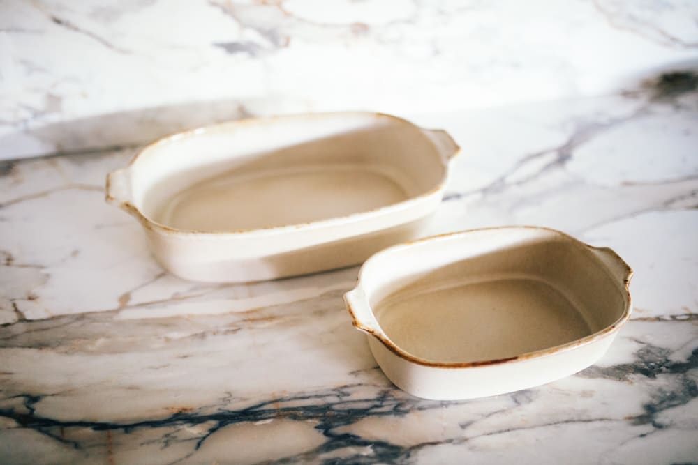 Pomax Fuente de horno de gres beige 35x23x8 cm