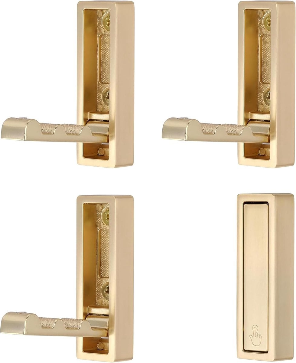 4x Opvouwbare Wandhaken Zware Kledinghaken voor Keuken en Badkamer - Goud