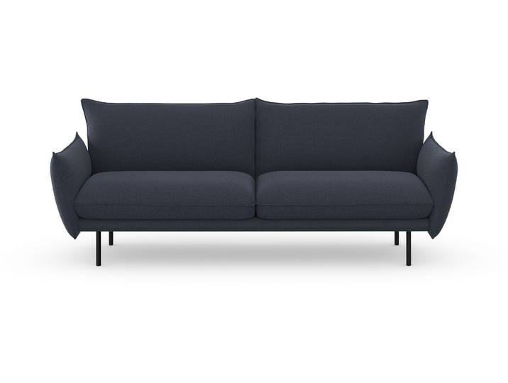3-Sitzer Sofa, Struktur weich, Dunkelblau, 226×86×86 cm, Kissenoptik, Modern, andas