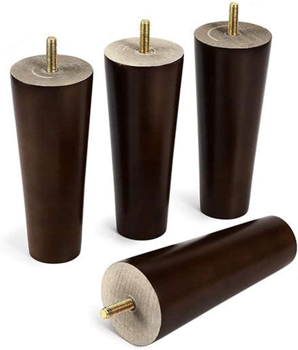 Set van houten meubelpootjes van massief eikenhout, 15 cm, walnoot