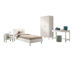 JUGENDZIMMER SET 90x200 Keeley Buche Weiß Holz Schrank Tisch Komfort